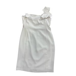 Angel Sanchez Ivory One Shoulder Cocktail Dress